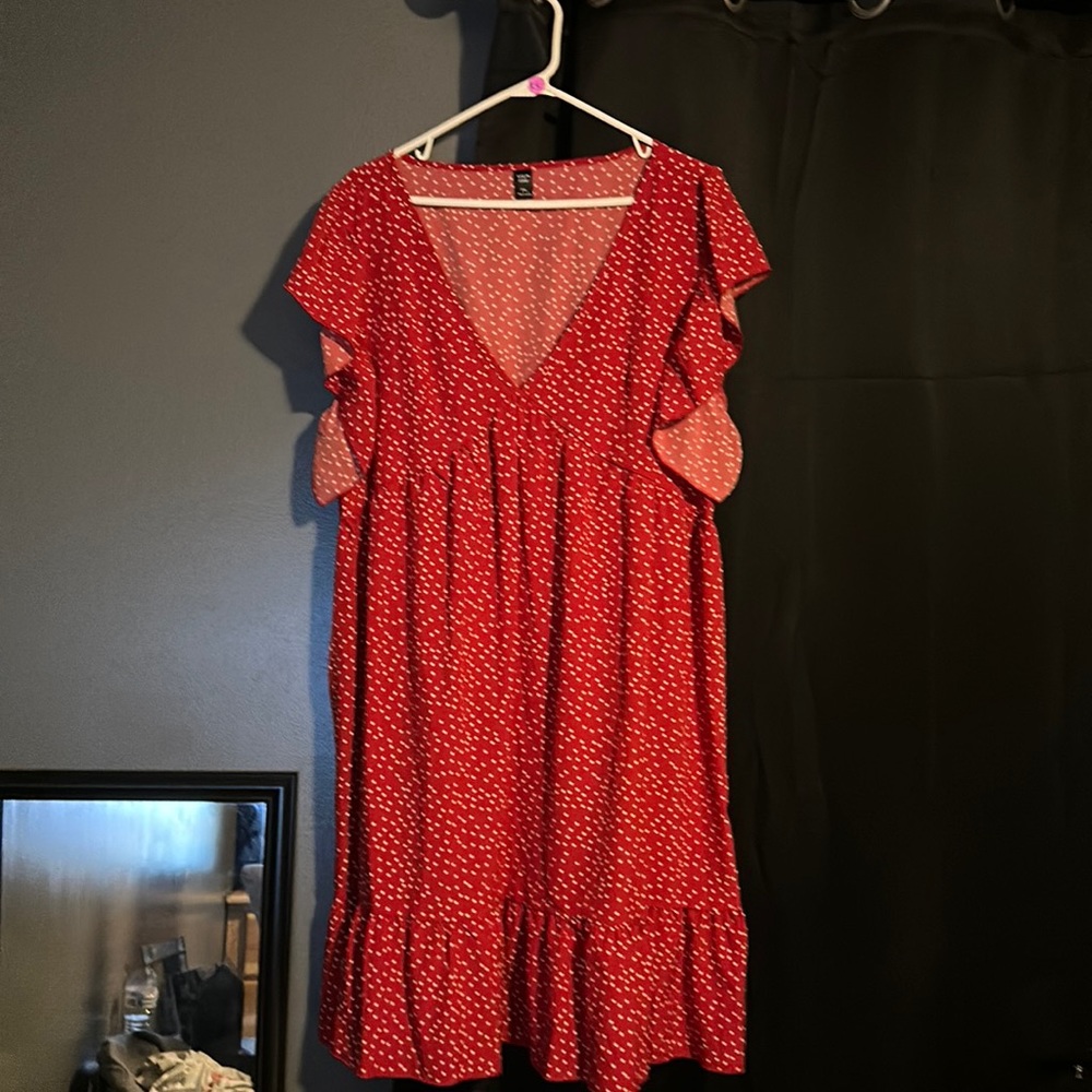 Red dress with white dots. Size 3XL